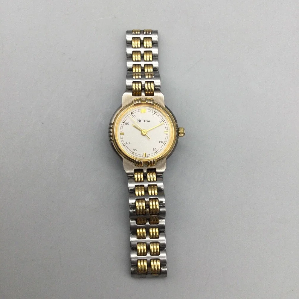 Bulova Womens Watch 22mm Silver Two Tone Stainless Bracelet New Battery 6.25